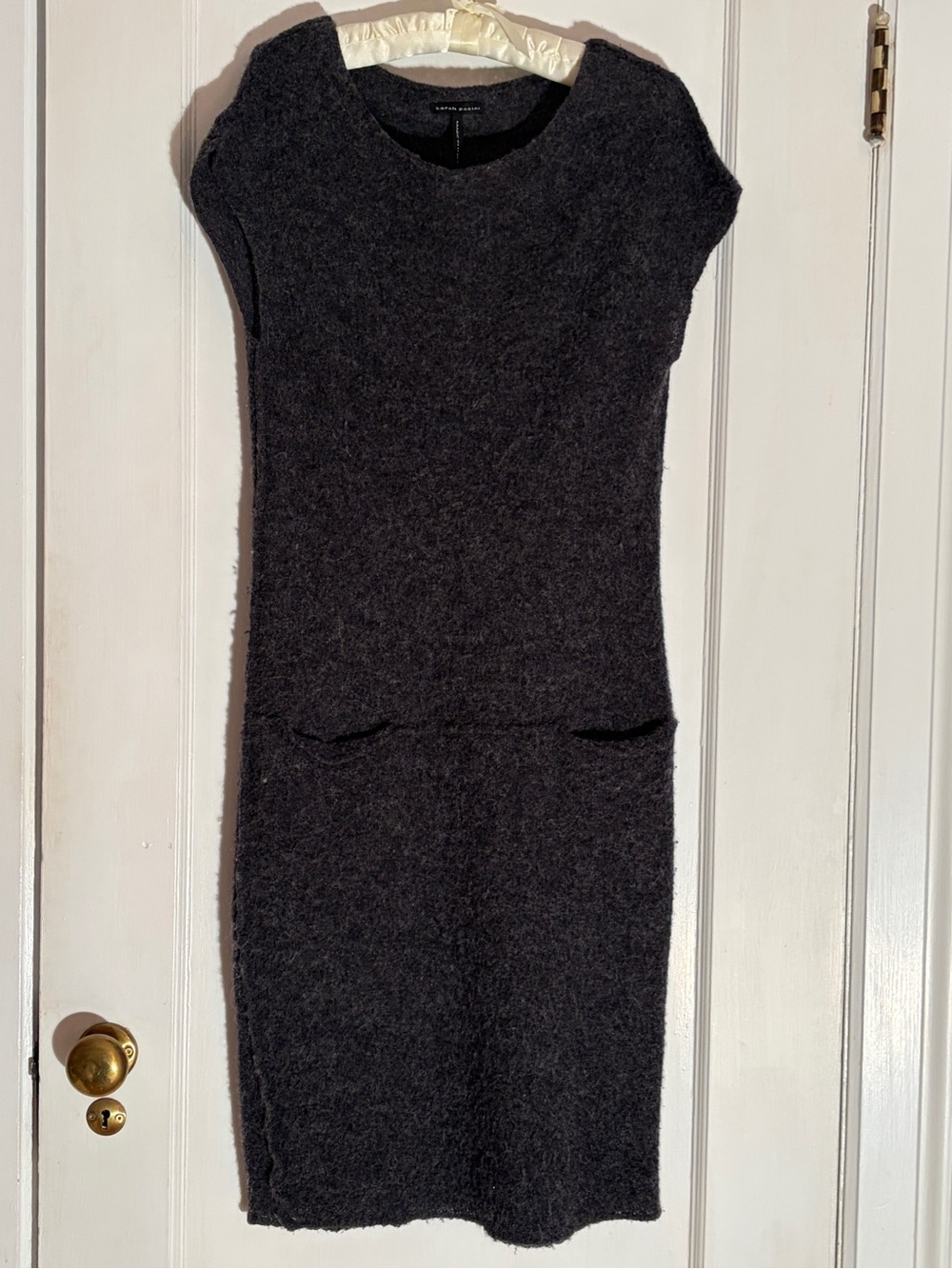 Sarah Pacini charcoal merino/alpaca knit dress